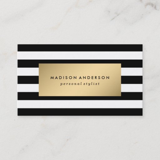 Customizable Chic Stripes in Gold | Business Cards