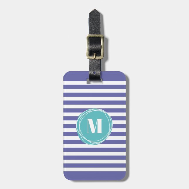 Chic Stripes Monogram Luggage Tag (Front Vertical)