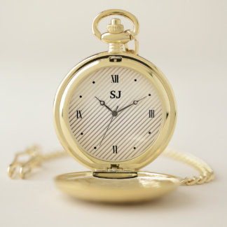 Chic Stripes Monogrammed Pocket Watch