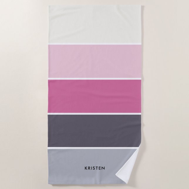 Chic Stripes Pattern Personalized  Beach Towel (Front)