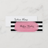 Chic Stripes Pink Black White Makeup Artist Mini Business Card (Front/Back)