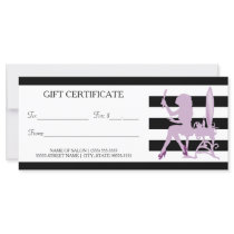 Chic Stripes Purple Girl Salon Gift Certificate Cards