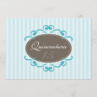 Chic Stripes Quinceanera Invitation (aqua)