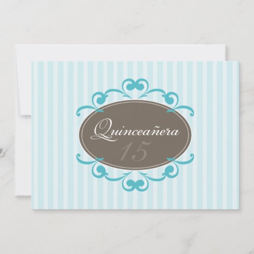 Chic Stripes Quinceanera Invitation (aqua)
