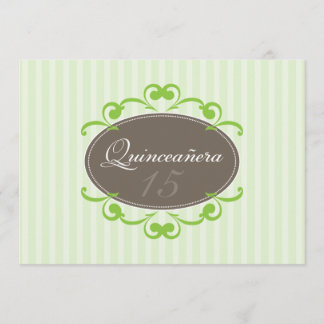 Chic Stripes Quinceanera Invitation (green apple)