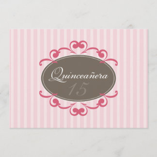 Chic Stripes Quinceanera Invitation (rose)