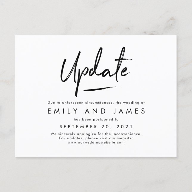 Chic Strokes EDITABLE COLOR Change The Date Postcard (Front)