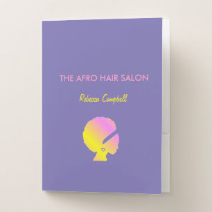 Chic stylish afro hair blue pocket folder