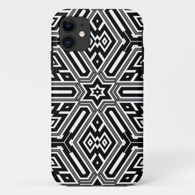 Chic Stylish Black White Modern Geometric Case-Mate iPhone Case (Back)