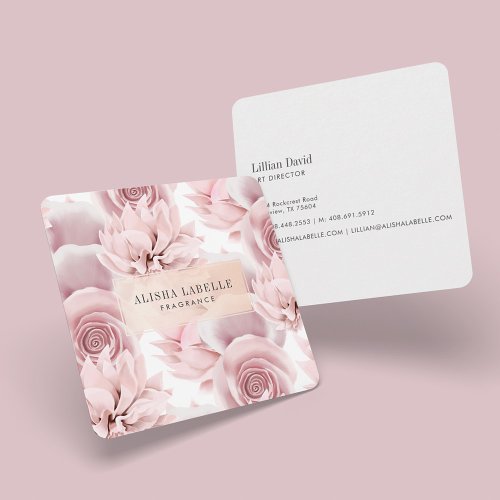 Chic  Stylish Blush Pink Floral Botanical Business Card