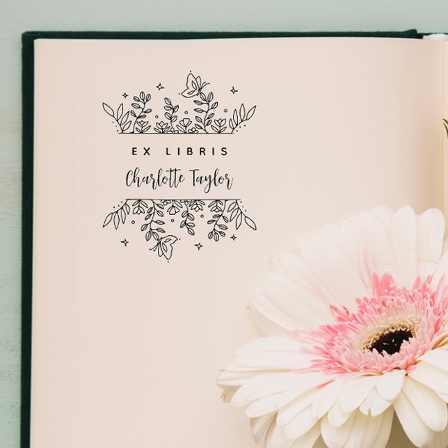 Chic & Stylish Botanical Custom Library Books  Rubber Stamp (Creator Uploaded)