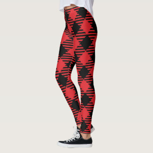 Chic Stylish Bright Red Plaid Woman's Christmas Leggings