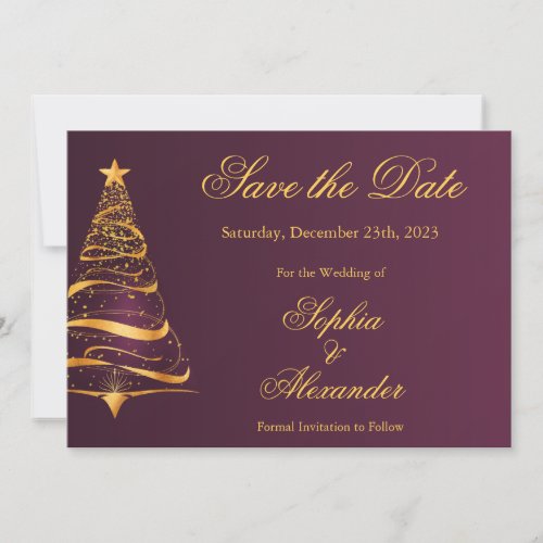 Chic Stylish Christmas Tree Wedding Save the Date Invitation