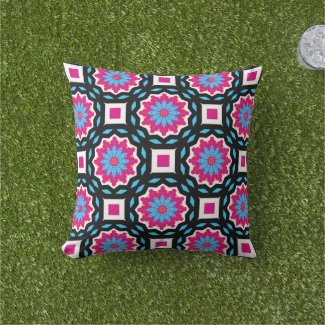 Chic Stylish Colorful Mosaic Geometric Pattern Outdoor Pillow
