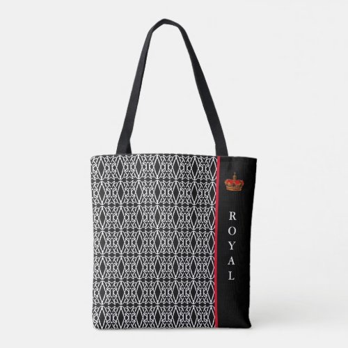 Chic stylish diamond pattern in black  white tote bag