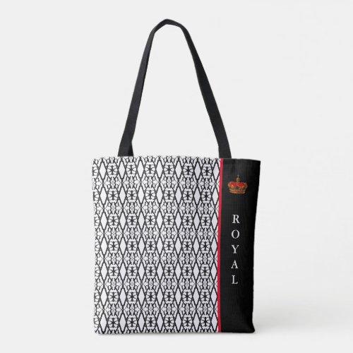 Chic stylish diamond pattern in black  white tote bag