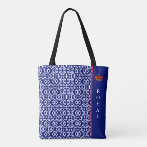 Chic stylish diamond pattern in blue  white tote bag