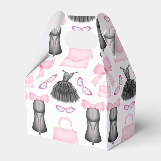 Chic Stylish Girly High Heels Fashion Pattern Favor Boxes (Front Side)