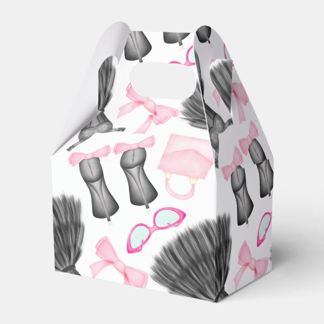 Chic Stylish Girly High Heels Fashion Pattern Favor Boxes (Front Side)