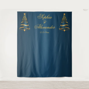 Chic Stylish Gold Christmas Tree Backdrop Wedding