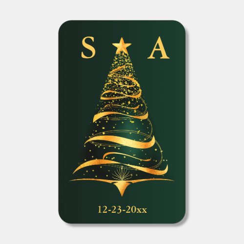 Chic Stylish Gold Christmas Tree Monogram Wedding Matchboxes