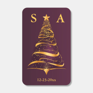 Chic Stylish Gold Christmas Tree Monogram Wedding Matchboxes