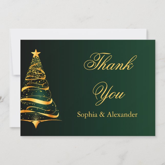 Chic Stylish Gold Christmas Tree Thank You Wedding (Front)
