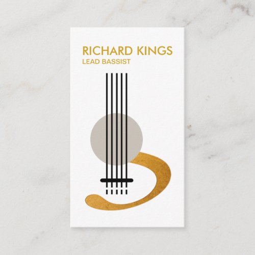Chic Stylish Gold Guitar Bassist Musician Business Card