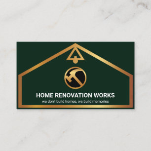 Chic Stylish Gold Home Border Builder Handyman Business Card