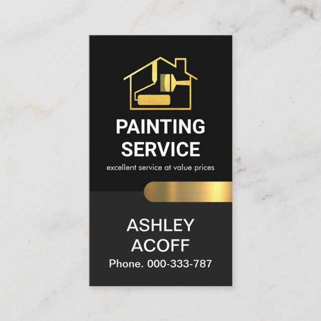 Chic Stylish Gold Tab Painter Business Card (Front)