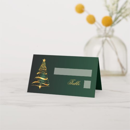 Chic Stylish Golden Christmas Tree Wedding Place Card