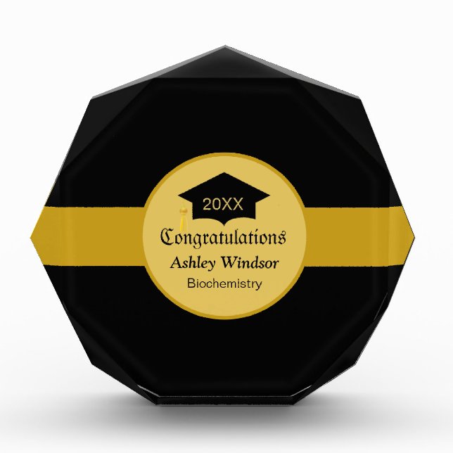 Chic Stylish Graduation on Black Acrylic Award (Front)