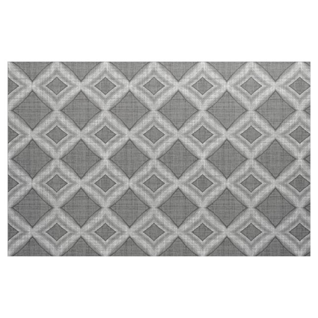 Chic Stylish Gray Faux Batik Linen Squares Pattern Fabric (Fat Quarter)