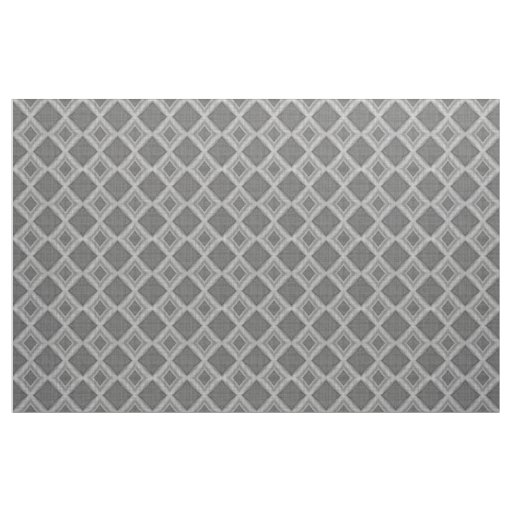 Chic Stylish Gray Faux Batik Linen Squares Pattern Fabric