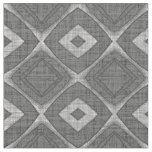 Chic Stylish Gray Faux Batik Linen Squares Pattern Fabric