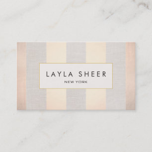 Chic Stylish Interior Decorator Rose Gold Stripes Business Card