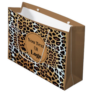 Chic Stylish Leopard Animal Print Custom Business Large Gift Bag