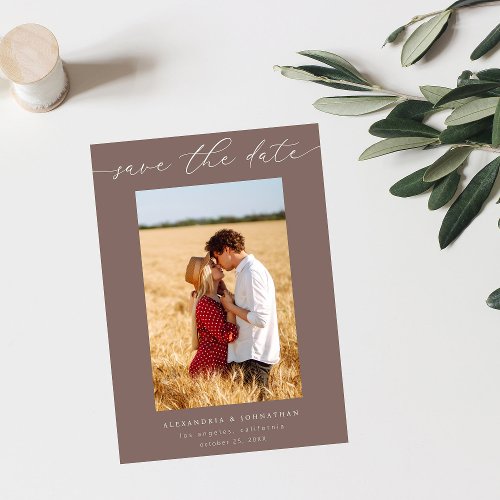 Chic Stylish Mod Photo Save the Date 3 _ Taupe Invitation