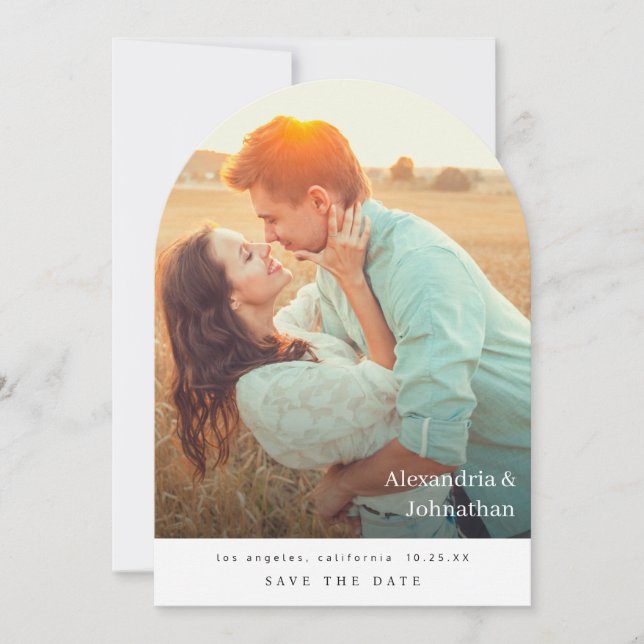Chic Stylish Mod Photo Save the Date Arc Invitation (Front)