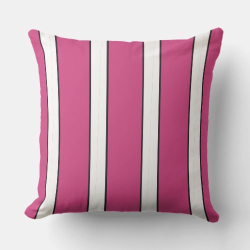 CHIC  STYLISH_MODERN HOT PINK  WHTIE STRIPES OUTDOOR PILLOW