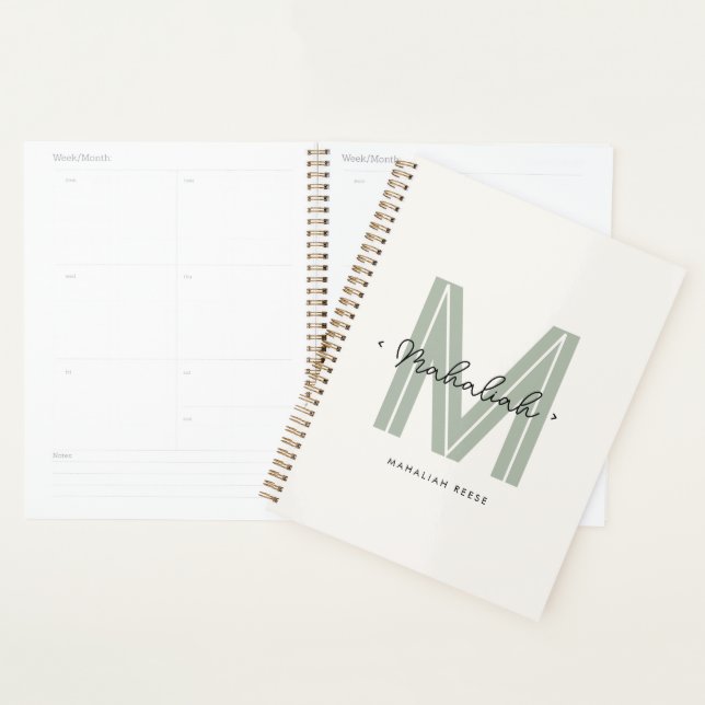 Chic Stylish Modern Monogram Script  Planner (Display)