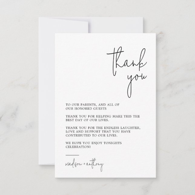 Chic Stylish Modern Photo Wedding  Thank You Card (Front)