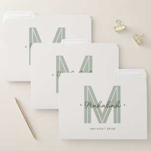 Chic Stylish Monogram Script File Folder