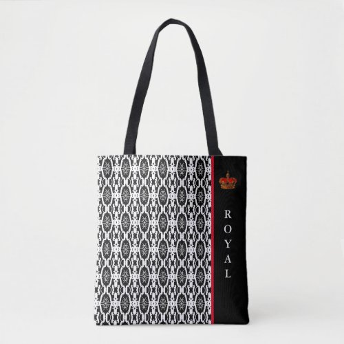 Chic stylish oval geometric shape in black  white tote bag