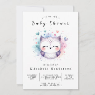 Chic Stylish Owl Baby Shower Invitation
