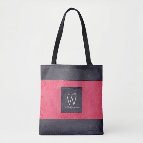 Chic Stylish Pink Gray Urban Monogram Inital Tote Bag