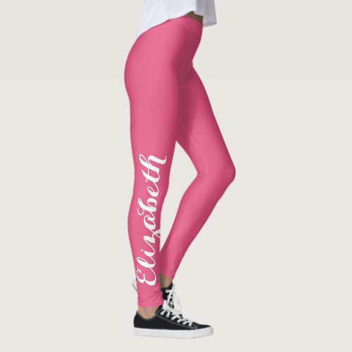 Chic Stylish Pink Workout Yoga Sports Custom Name Leggings