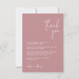 Chic Stylish Rose Pink Modern Photo Wedding Thank You Card