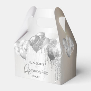 Chic Stylish Silver Glitter Drips Balloons  Favor Boxes