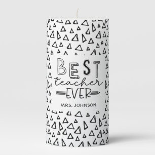 Chic Stylish Triangle Pattern Teacher Appreciation Pillar Candle